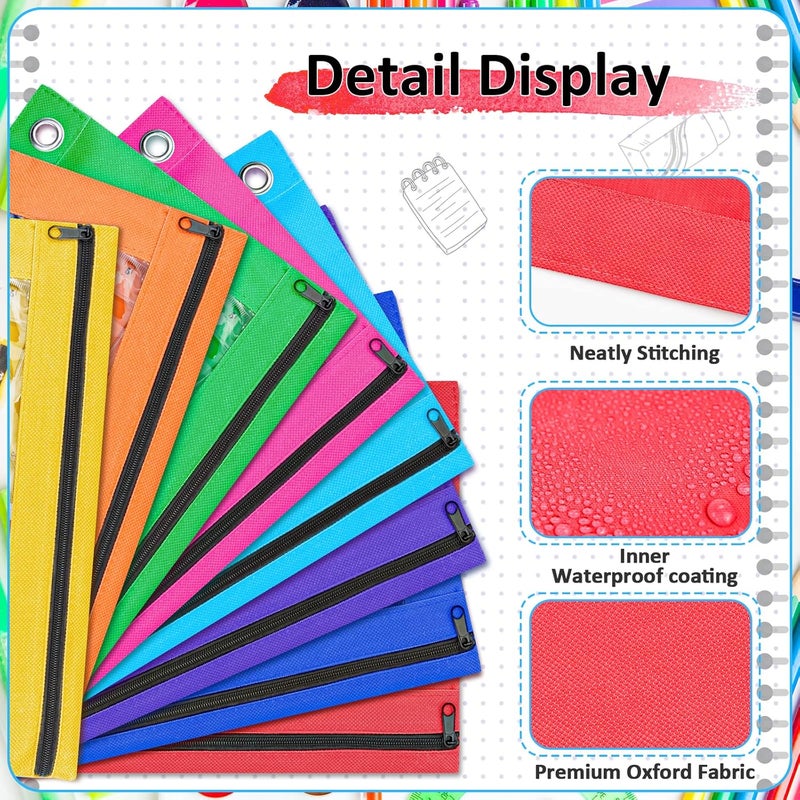 EAONE Pencil Pouch for 3 Ring Binder Set of 48, Zipper Binder Pouches Pencil Case Bulk for School Classroom Supplies/Student/Office/Home, 10 x 7.5 inch, 8 Colors - Image 3